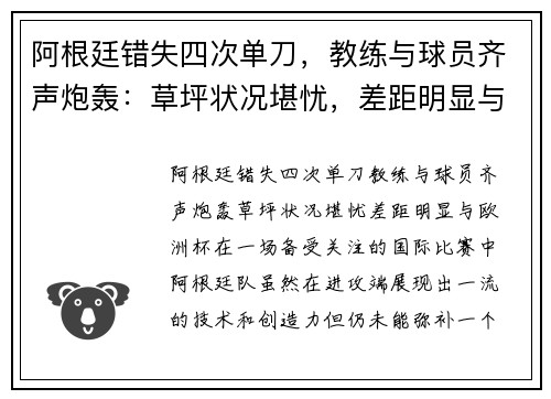 阿根廷错失四次单刀，教练与球员齐声炮轰：草坪状况堪忧，差距明显与欧洲杯